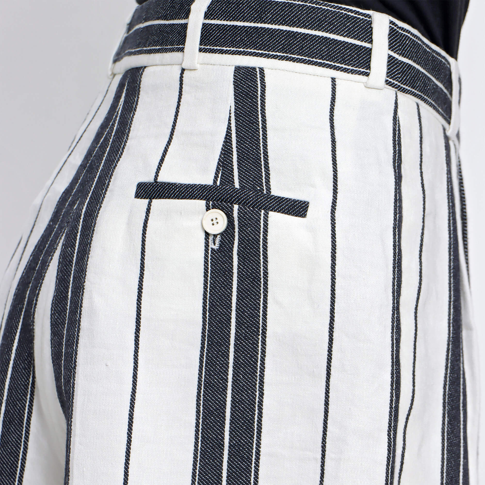 Alexander McQueen - Navy / White Striped Linen Shorts